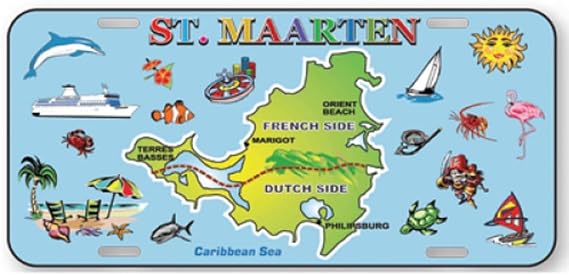 St Maarten Souvenir Gift License Plate 6x12 Metal St. Maarten Map, Tropical Vacation Decor Unique Gift for Friends & Coworkers, Novelty Gifts for Men & Women Vacation Essentials