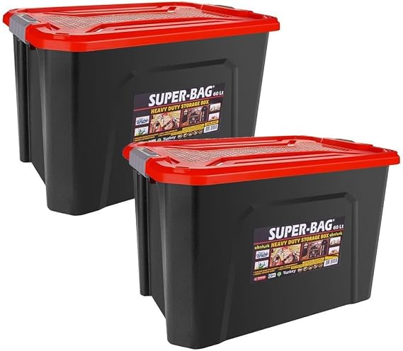 2 Adet Saklama Kutusu 2x60 Toplamı 120 Litre Kapasite Profesyonel Kullanım için Süper Sağlam Plastik
