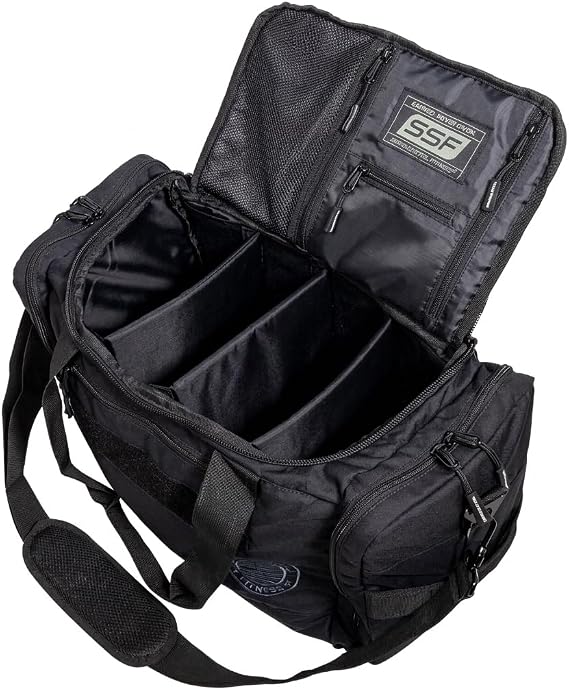Serious Steel Fitness Gym Bag With Moveable & Removable Dividers Made from 1000D Nylon (Utility Duffel - Black)