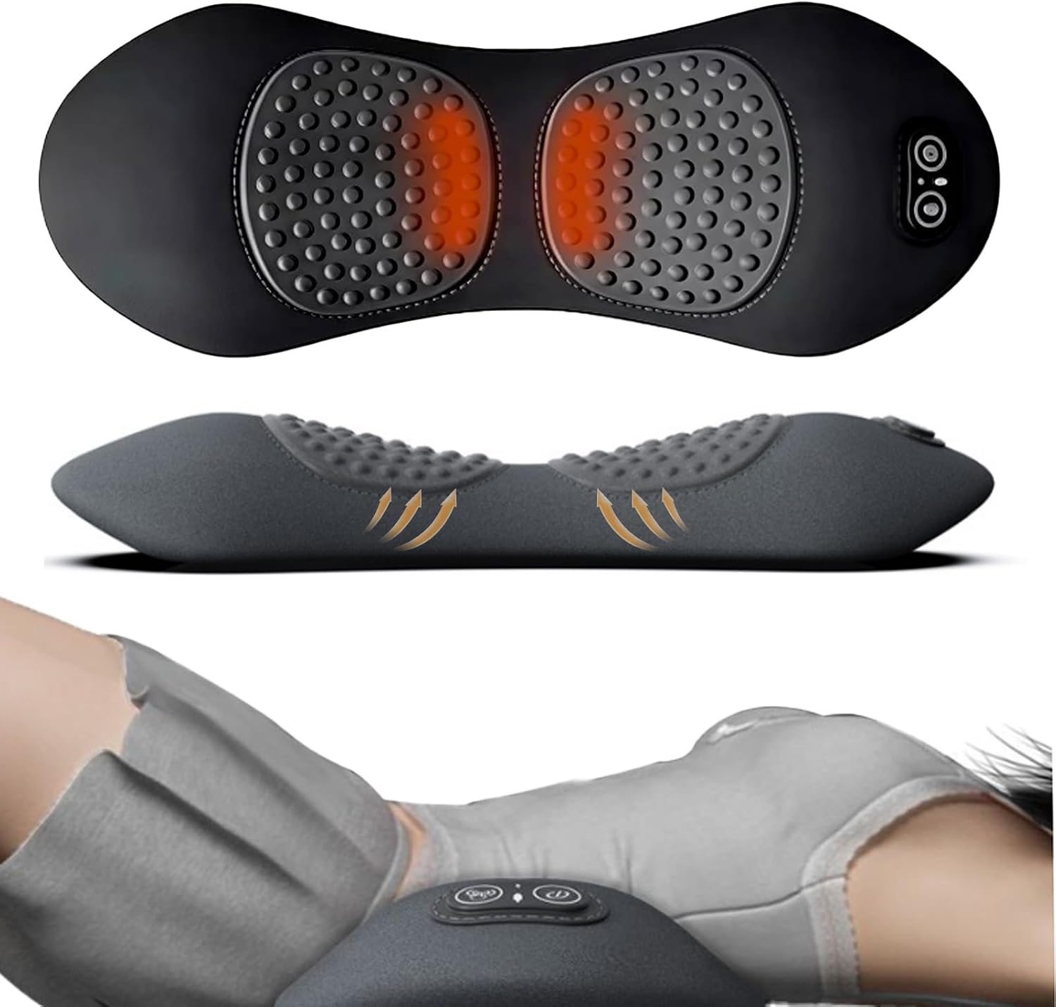 My Soothe Lab 3 In 1 Back Massager, Soothe 3 In 1 Back Massager for Sciatica, Heated Vibration Traction, Memory Foam Pillow, Massage Relaxer for Neck, Shoulders and Back Suitable for Unisex Black