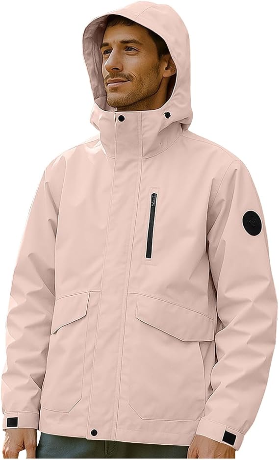 Men's Mountain Ski Jacket Waterproof Warm Snowboarding Sport Outerwear with Removable Hood for Outdoor Hiking Traval