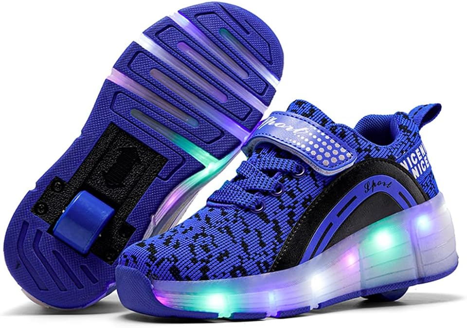 Nsasy Girls Boys Roller Shoes with LED Light Up Wheels Sneakers Kids Roller Skates Shoes for Kids for Children