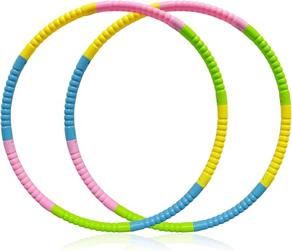 2PCS 70cm Fitness Exercise Hoops,16 Sections Kids Color Toy Hoop, Adjustable Fitness Hoop, Ideal for Gymnastic Outdoor Activities,Detachable and Size Adjustable