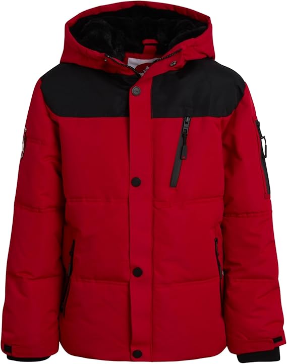 CANADA WEATHER GEAR Boys' Puffer Jacket - Insulated Winter Nylon with Faux Fur Lining - Outerwear Ski Jackets for Boys (8-20)