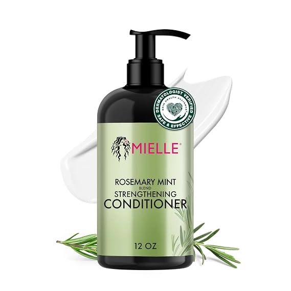 Mielle Organics Rosemary Mint Biotin Strengthening Conditioner, 12 oz | Detangling conditioner, with biotin & pure rosemary extract, hydration boost, manageability support, dry damaged hair care