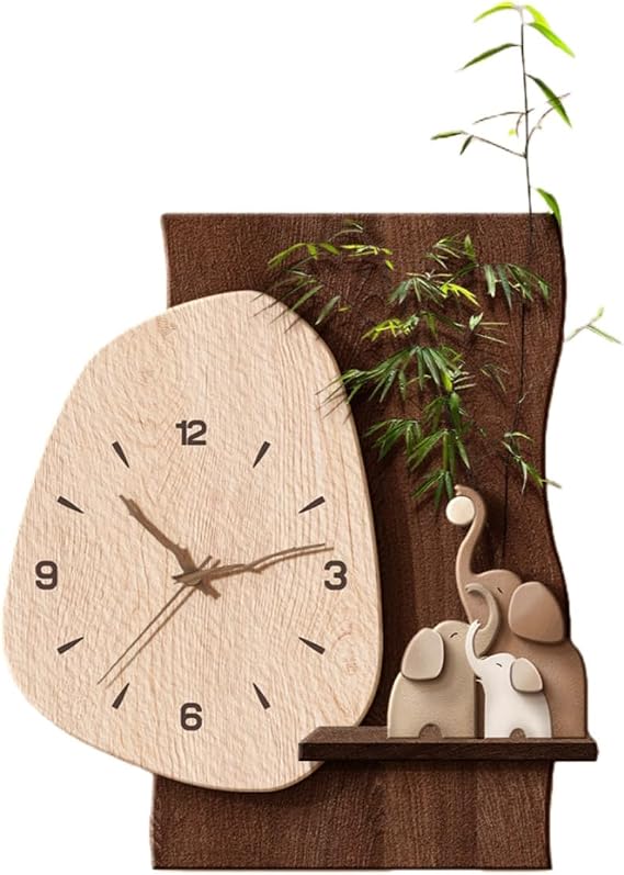 Large Wall Clocks for Living Room,Modern Silent Decorative Wall Clock,Battery Operated Oversized Round Modern Wall Clock for Bedroom,Farmhouse,Office Wall Decor(Brown,32x35cm/12.6x13.8in)