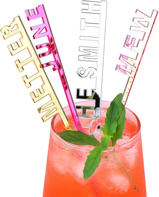 20Pcs Personalized Drink Stirrers Cocktail,12Colors Acrylic Custom Stir Sticks for Cocktails,6",7",8",9" Cocktail Stirrer