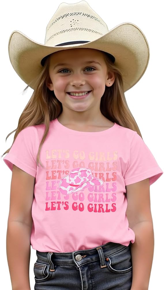Cowgirl Outfit For Toddler Girl, Let's Go Girls Shirt, Western Graphic Tee