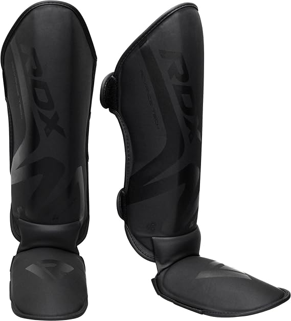 RDX Shin Guards for Muay Thai, Kickboxing, MMA Training, Maya Hide Leather Instep Leg Protector Foam Pads for Martial Arts, Sparring, Protective Gear for BJJ and Boxing