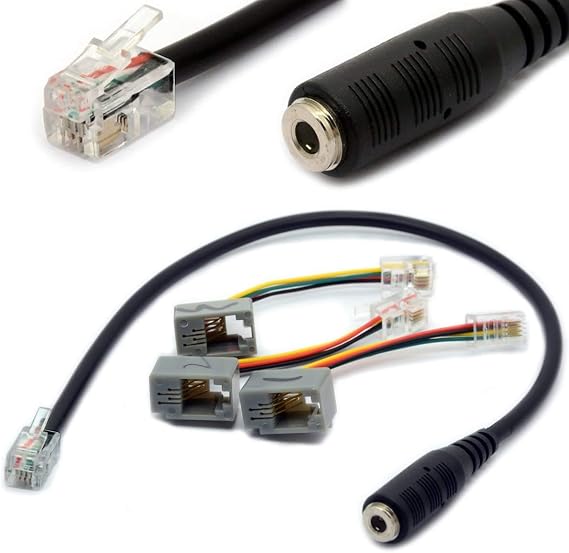 4P4C RJ9/RJ10 to 3.5mm Female Headset Adapter Cable Stereo Converter Telephone Cord for iPhone Cisco IP Phones 7931G 7940 7941 7942 Plantronics MX10 Vista Modular 30CM