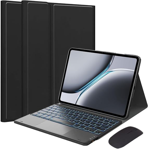 Keyboard Case for OnePlus Pad Pro 12.1'' / OnePlus Pad 2 12.1'' 2024, Magnetic Detachable Wireless Bluetooth 7 Colors Backlit Touchpad Keyboard and Ultra-Thin PU Stand Case with Mouse