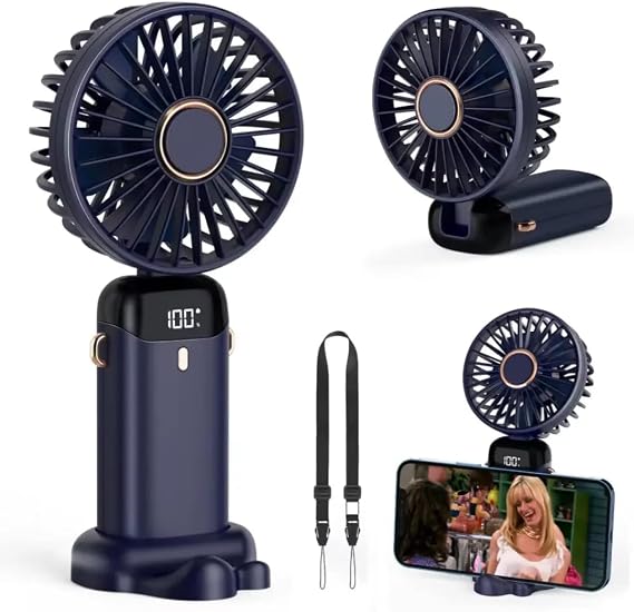 Dijital Göstergeli Mini Vantilatör, Şarjlı Masaüstü Vantilatör, Taşınabilir 12000 Rpm El Fanı, Ergonoik Tasarım, Kademeli ve Sessiz Çalışma, Soğutucu Mini El Fanı, El Tipi ve Masaüstü Kullanım
