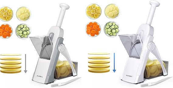 2 PACK Safe Mandoline Slicer for Kitchen Gray and White