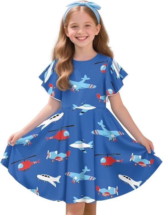 ZFRXIGN Young Girls Sundresses 3-14 Years Ruffle Mini Dress Casual Special Occasion Dress