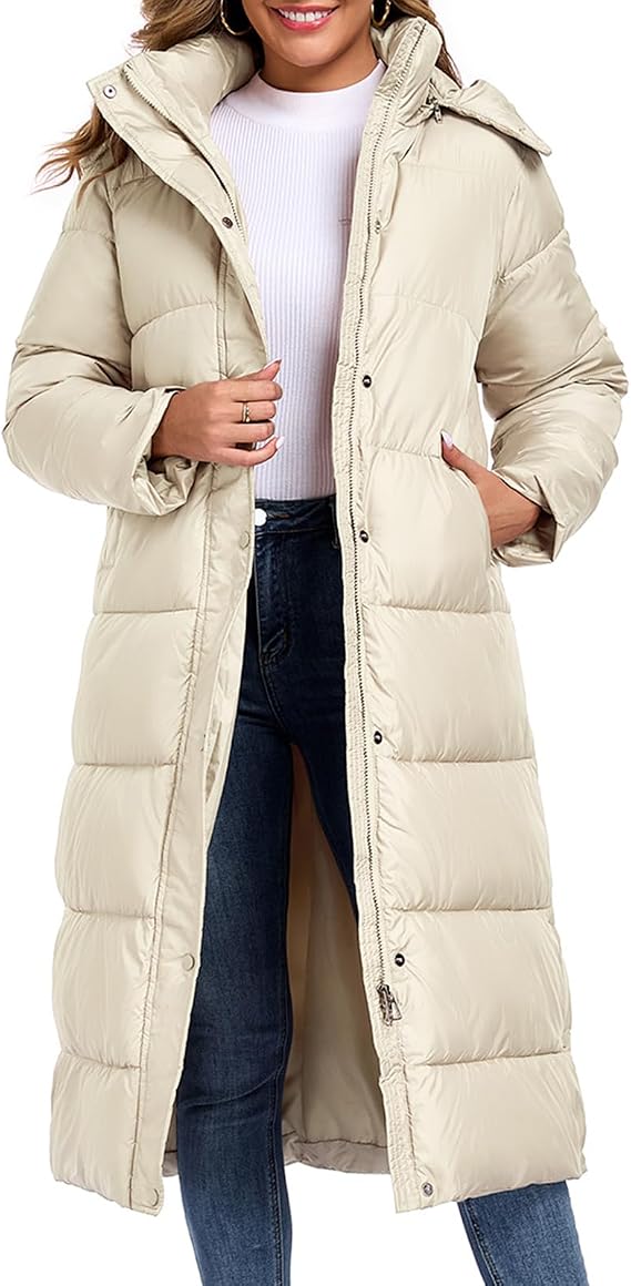 Womens Thickened Down Jackets Oversized Long Puffer Coat Hooded Parka Winter Jacket