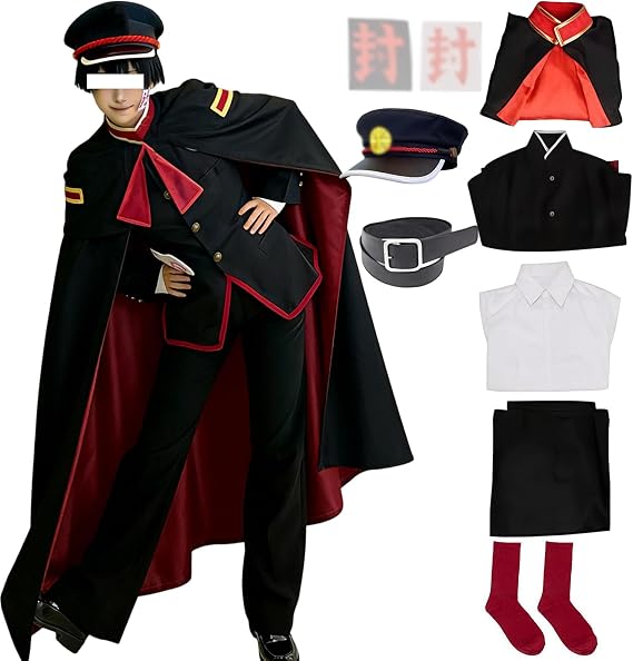 Julysky Adult Black Hanako Suit, Uniform With Hat, Halloween Costume Set