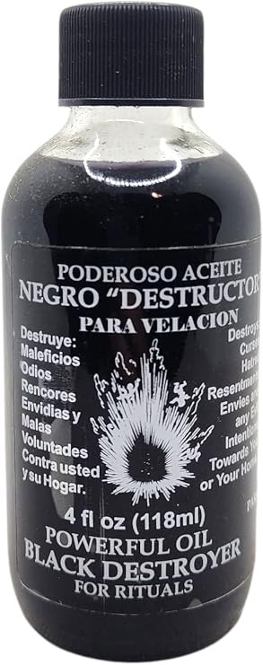 Black Destroyer Oil/Negro Destructor ACEITE 4 OZ.(118ML)-Spiritual Oil for Magick and Rituals | Spiritual Oil for Magick and Rituals
