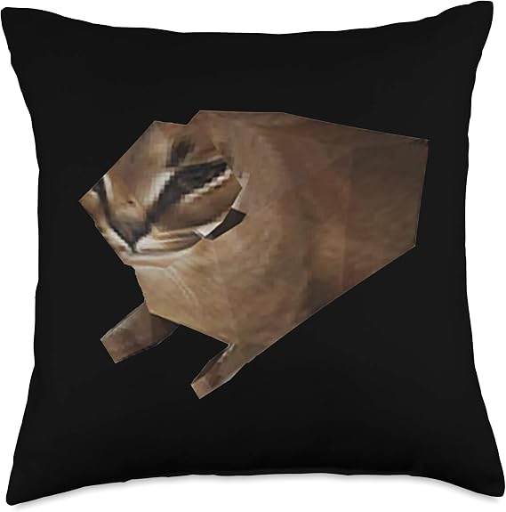 Big Floppa Meme Low Poly Floppa Meme Cat Throw Pillow