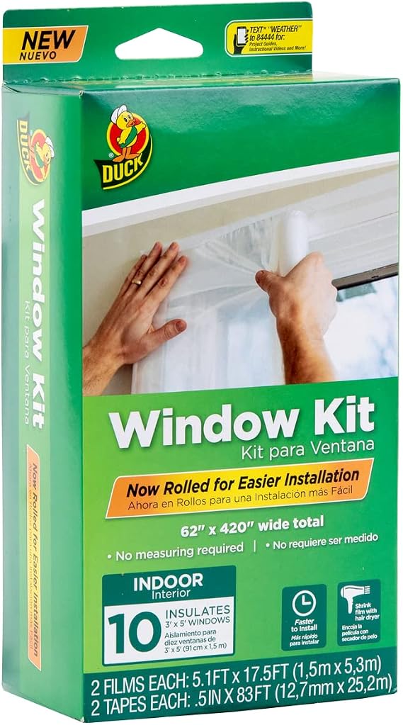 Duck Brand Window Insulation Kit, 62 in x 420 in, Fits up to 10 Windows