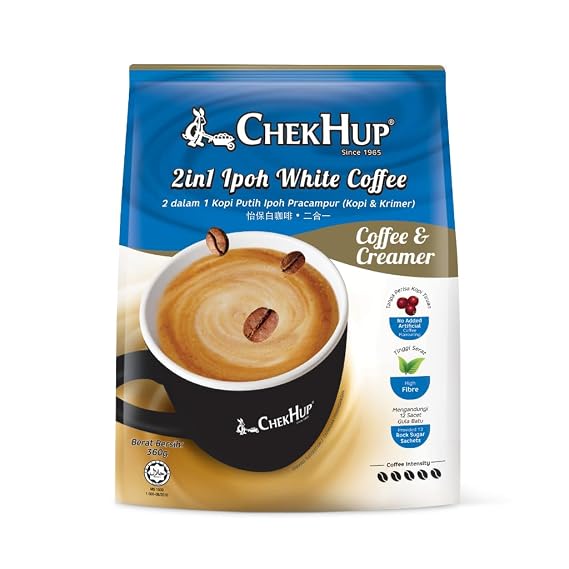 Chek Hup 2 In 1 Ipoh White Coffee & Creamer 12 Sachets ( 1 Pack )