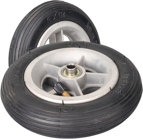 6inch Small Wheels/Caster (2), Front Wheel Replacement Parts for Wheelchair, 6 X 114 Pneumatic Tire Wheel Assembly for Disabled Old People Health-Care Walk Chair Walker