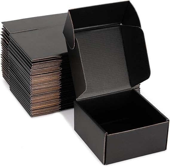 25 Packs White 9x6x4 and 25 Packs Black 9x9x3 Shipping Boxes Small Mailing Boxes Corrugated Cardboard Mailer Boxes for Smalll Business Packaging Moving Wrapping Gift