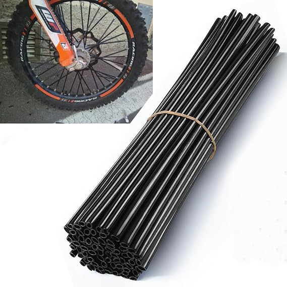 72Pcs Dirt Bike Spoke Covers Universal Spoke Skins Trim Wheel Wrap for 8"-21" Rims for Motorcycle Bicycle SXF125 EXC350 KX65 KX85 KLR650 CRF300 CRF450 WRF DR125 DR-Z400-Black