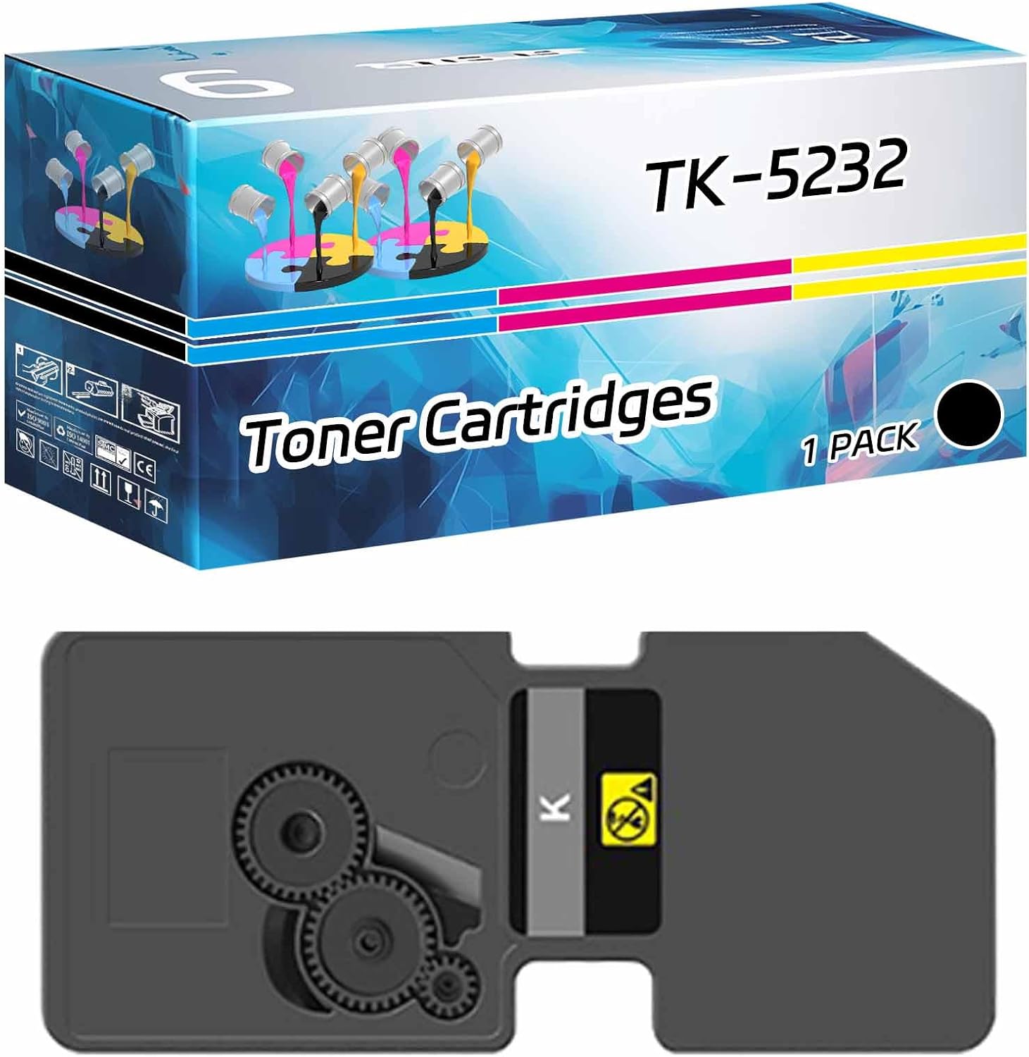 TK-5232 Toner Cartridges Compatible for Kyocera ECOSYS M5521cdw P5021cdw Printers, High Yield 3600 Pages, Contains Chip, High-Definition Printing 1 Pack Black