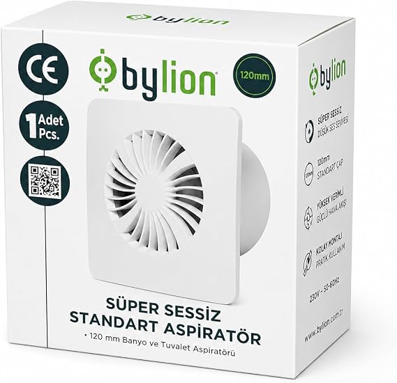Süper Sessiz Banyo Aspiratörü, 40 dB, 15 W Düşük Enerji Tüketimi, 90 m3/h Hava Debili, 230 V, Havalandırma Fanı, Banyo, Tuvalet, Mutfak, Garaj İçin, Nem, Koku, Duman, Buhar Tahliye Fanı (120 mm)