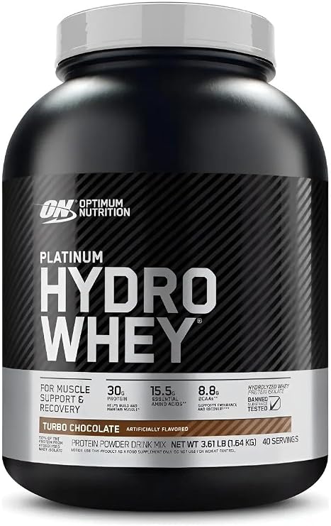 Optimum Nutrition Platinum Hydrowhey Protein Powder, 100% Hydrolyzed Whey Protein Isolate Powder, Flavor: Turbo Chocolate, 3.5 Pounds
