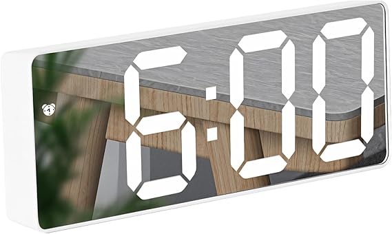 Led Alarm Clock with Large Digital Display, Dual Power Options, Modern Design with Mirror, Ideal for Home & Office Use