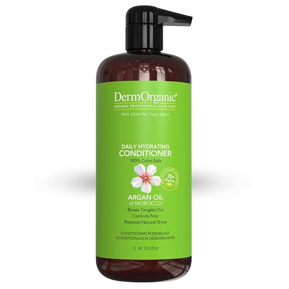 DermOrganic Daily Hydrating Conditioner for Dry Hair - Rinses Out Tangles, Controls Flyaways, Smooths and Softens, 33.8 oz