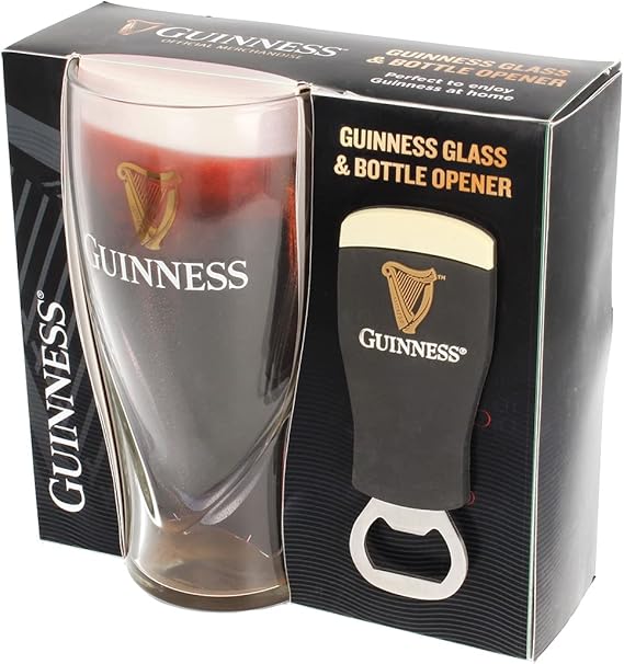 Guinness Official Embossed 540ml Glass and Bottle Opener