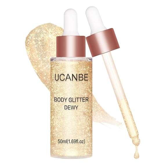UCANBE Body Shimmer Highlighter, Hydrating Glow Lotion Champagne Gold