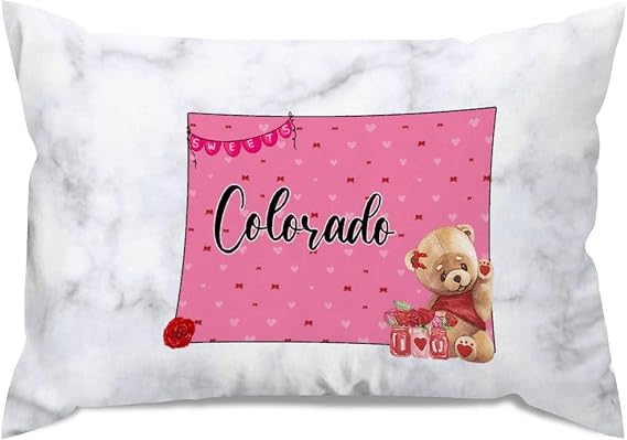 Colorado State Map American Lumbar Throw Pillow Covers 20x30inValentine's Day Love Sweety Farmhouse Accent Decor Rectangle Decorative Cushion Cases for Couch Bed Sofa Wedding Engagement Anniversary