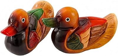 DMtse Feng Shui Wooden One Pair Mandarin Ducks for Love & Fidelity 2 Pcs Duck Figurine Home Ornament