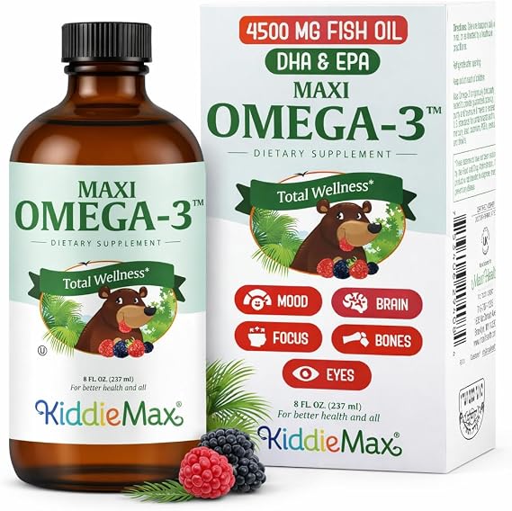 Maxi Health Omega 3 for Kids, Liquid Fish Oil DHA & EPA (8 Fl Oz)