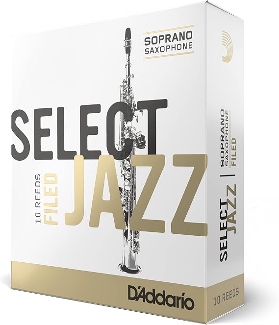 Rico Select Jazz Soprano Sax Reeds, Filed, Strength 2 Strength Hard, 10-pack