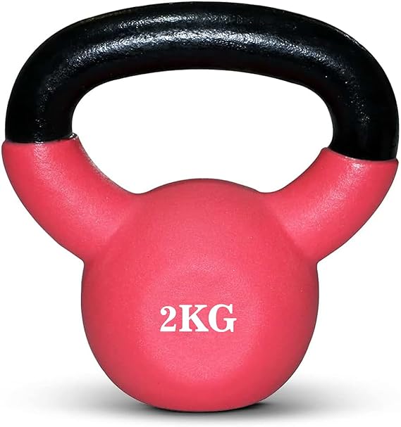 Kettlebell Home Gym Exercise Hand-Held, Solid Cast Iron, Dipped in Plastic Frosted Half-Surround, Powder-Coated Soft Bottom Single-Ear