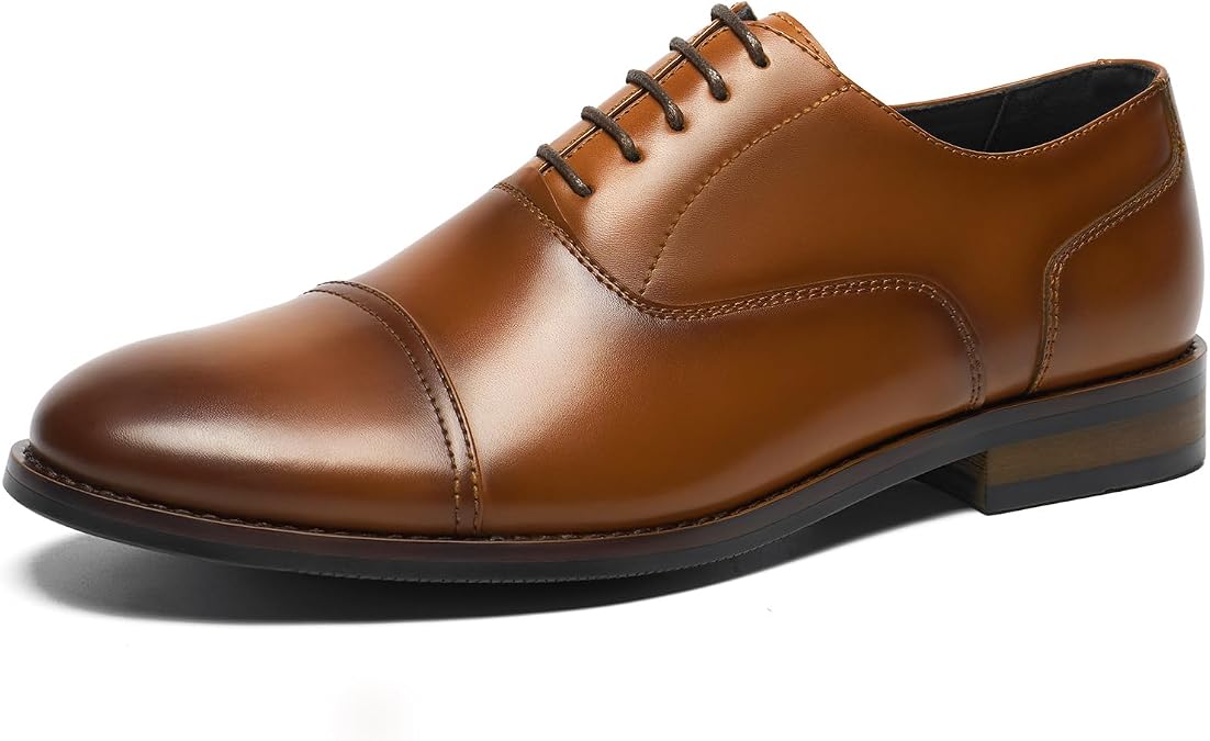 HEEZ Mens Dress Shoes Comfortable Cap Toe Lace Up Oxford Shoes for Men