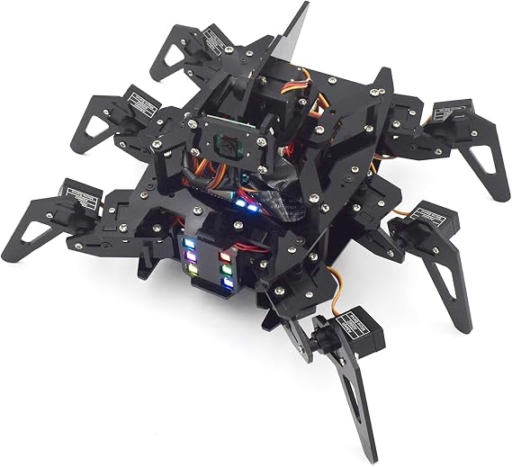 Adeept RaspClaws Hexapod Spider Robot Kit Compatible with Raspberry Pi 5/4B/3B/3B+(Board Not Included), STEAM Crawling Robot, OpenCV Target Tracking, Video Transmission, RPi Robot with PDF Manual