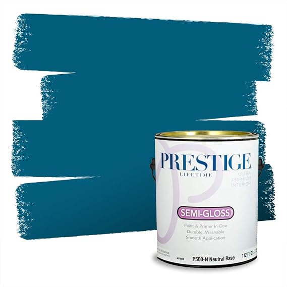 PRESTIGE Paints Interior Paint and Primer In One, 1-Gallon, Semi-Gloss, Comparable Match of Behr* Blue Edge*