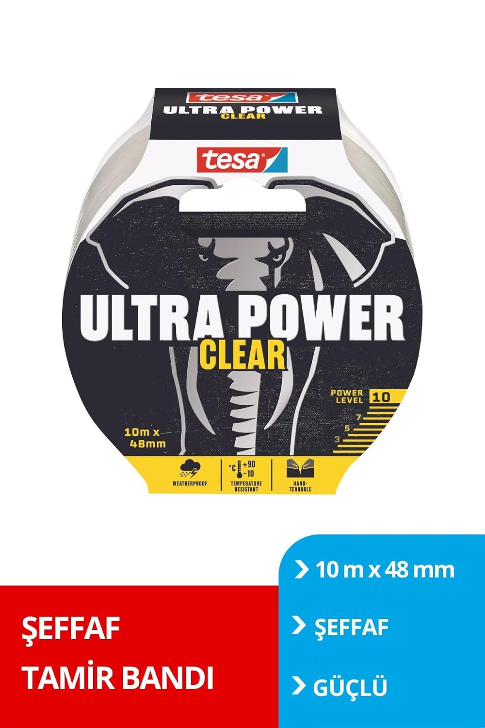 Tesa Tamir Bandı, Şeffaf, Ultra Güçlü, 10m X 48mm