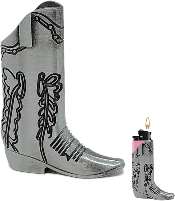 Cowboy Boot Lighter Case for Women J5 Lighter Covers and Sleeve Cute Cowgirl Boot Match Holder Cover Funny Lighters Cases Buddy Keychain for Everyday Carry or Home Decoration
