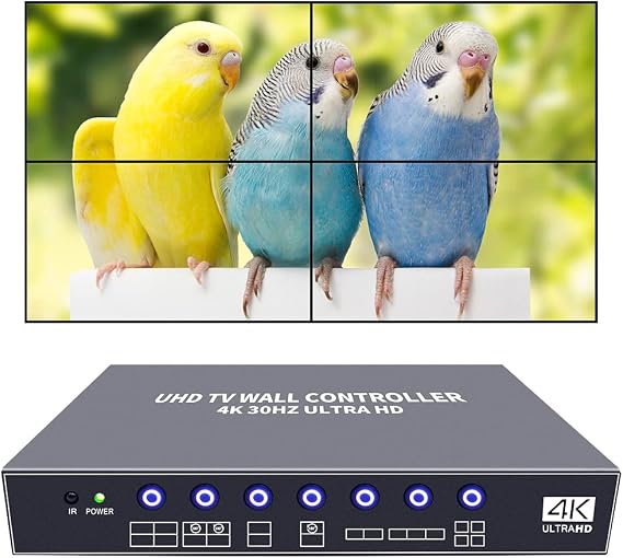 ISEEVY 4K UHD Video Wall Controller 2x2 1x2 2x1 TV Wall Processor Support 3840x2160@30 HDMI Input for 4 TV Splicing Display