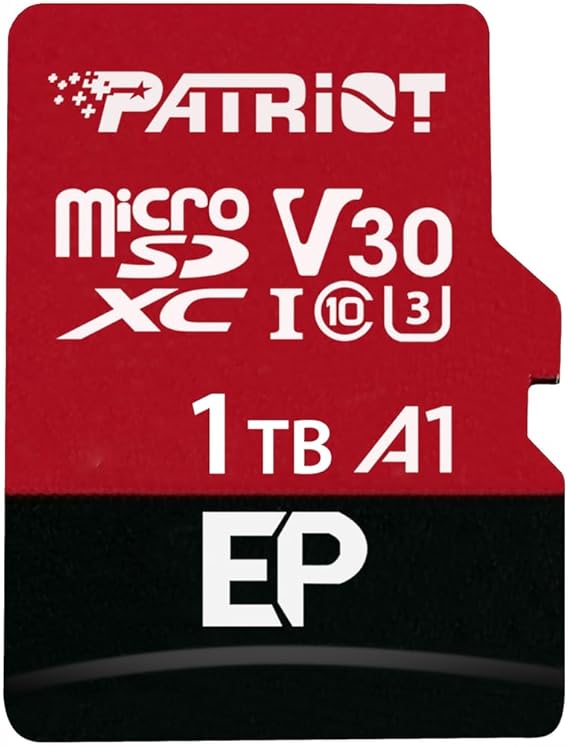 Patriot Memory EP Series 1TB Micro SDXC V30 A1 UHS-I U3 4K UHD Memory Card - with SD Adapter - PEF1TBEP31MCX