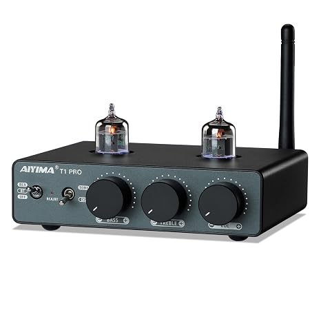 AIYIMA T1PRO Mini Tube Bluetooth Preamplifier with Treble/Bass Control