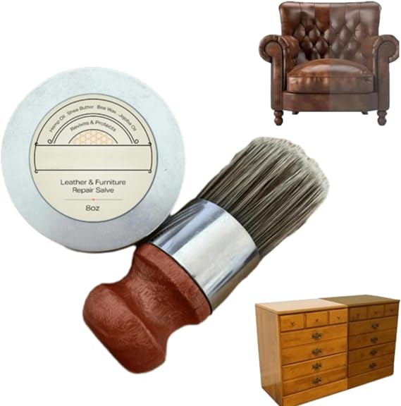 Leather Salve, Leather Repair, Leather Cream, Furniture Repair, Leather & Furniture Repair Salve Applicator Brush, Furniture Salve for Leather