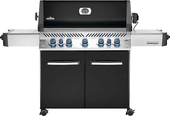 Napoleon P665RSIBPK Prestige RSIB Propane Gas Grill, 665 sq. in + Infrared Side and Rear Burner, Black
