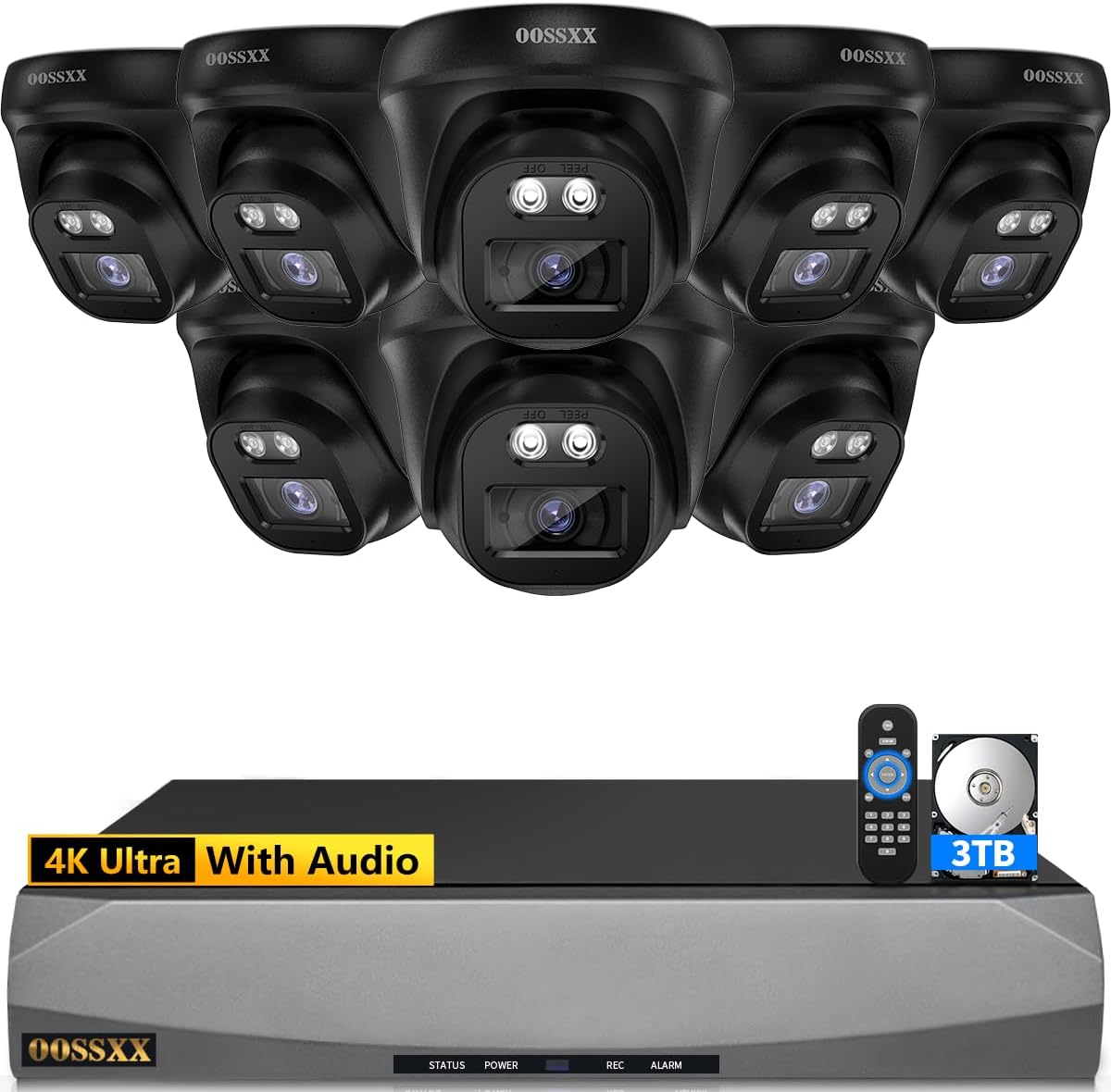 4K8.0 Megapixel & 130° Ultra Wide-Angle with Audio PoE Dome Outdoor Home Security Camera System, Wired Outdoor Surveillance IP Cameras System